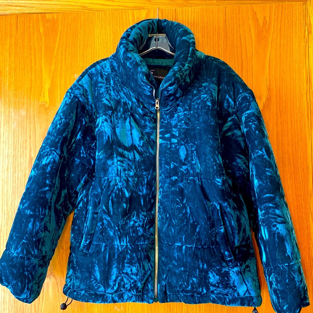 Turquoise, crushed velvet jacket